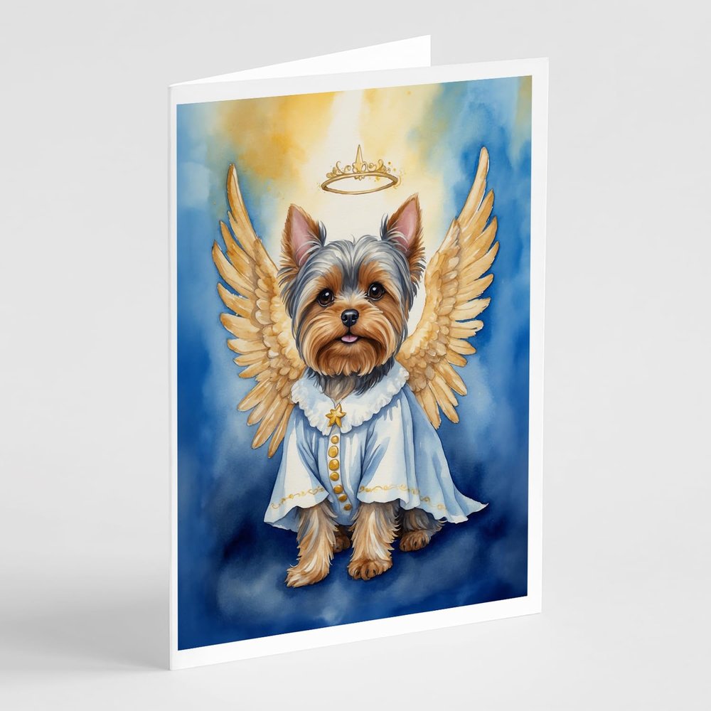 Caroline's Treasures Yorkshire Terrier My Angel Greeting Cards Pack of 8 Blank Cards with Envelopes Whimsical A7 Size 5x7 Blank Note Cards