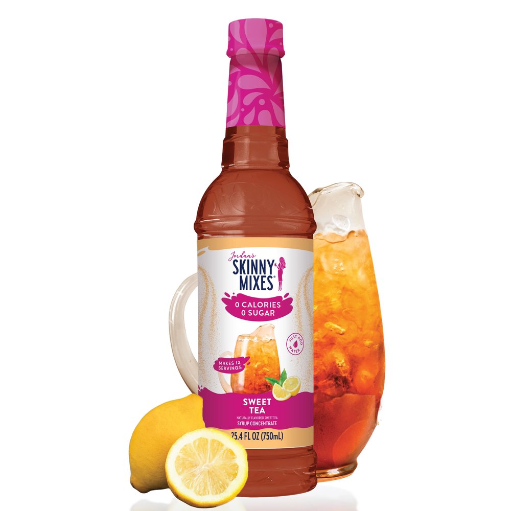 Jordan's Skinny Mixes Sugar Free Syrup, Sweet Tea Flavor, Fruit Flavored Water Enhancer, Drink Mix for Iced Tea, Lemonade, Drinks, Low Calorie Water Flavoring, Dairy & Gluten Free, Kosher, 25.4 Fl Oz