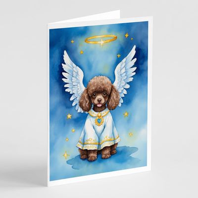 Caroline's Treasures Chocolate Poodle My Angel Greeting Cards Pack of 8 Blank Cards with Envelopes Whimsical A7 Size 5x7 Blank Note Cards