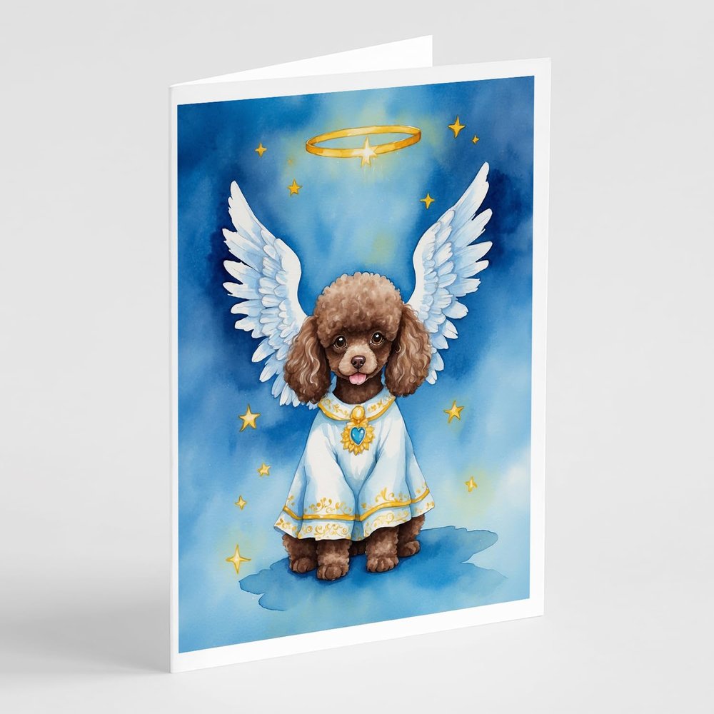 Caroline's Treasures Chocolate Poodle My Angel Greeting Cards Pack of 8 Blank Cards with Envelopes Whimsical A7 Size 5x7 Blank Note Cards