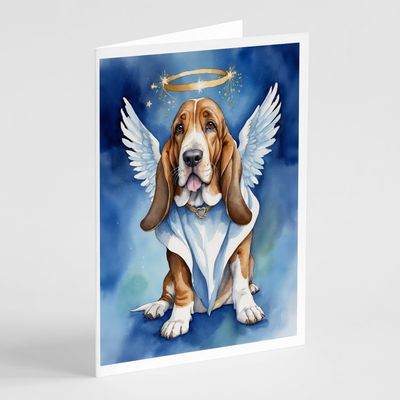 Caroline's Treasures Basset Hound My Angel Greeting Cards Pack of 8 Blank Cards with Envelopes Whimsical A7 Size 5x7 Blank Note Cards