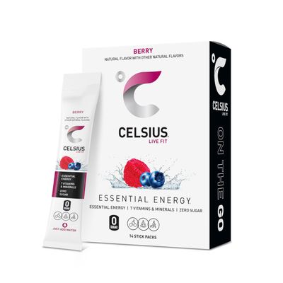CELSIUS On-the-Go Powder Sticks Watermelon Ice, Essential Energy 2.5 Oz (14 Sticks per Pack)