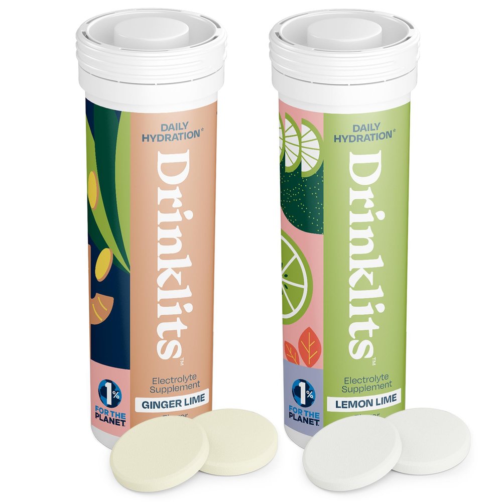 Drinklits Hydration Tablets - Electrolytes & Vitamins | Ginger-Lime and Lemon-Lime - 2 Pack (20 Servings)