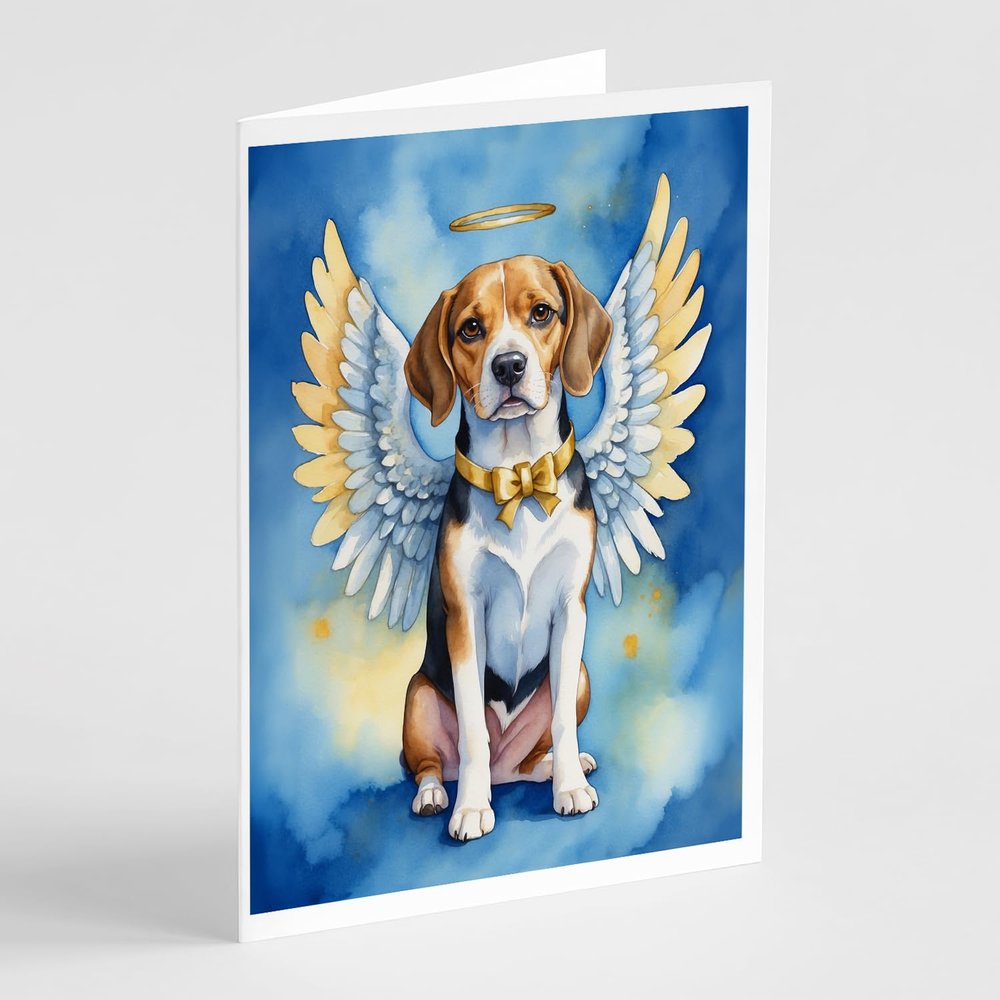 Caroline's Treasures Beagle My Angel Greeting Cards Pack of 8 Blank Cards with Envelopes Whimsical A7 Size 5x7 Blank Note Cards