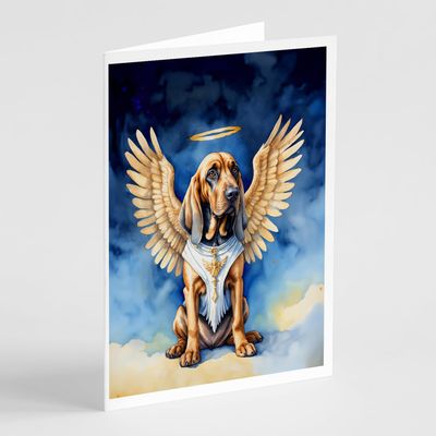 Caroline's Treasures Bloodhound My Angel Greeting Cards Pack of 8 Blank Cards with Envelopes Whimsical A7 Size 5x7 Blank Note Cards