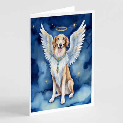 Caroline's Treasures Borzoi My Angel Greeting Cards Pack of 8 Blank Cards with Envelopes Whimsical A7 Size 5x7 Blank Note Cards