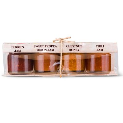 Artigiani dei Sapori La Formaggeria Cheese Condiment 4-Pack  Sweet Tropea Onion Jam, Chili Jam, Chestnut Honey & Mixed Berries Jam (1.3 oz x 4)