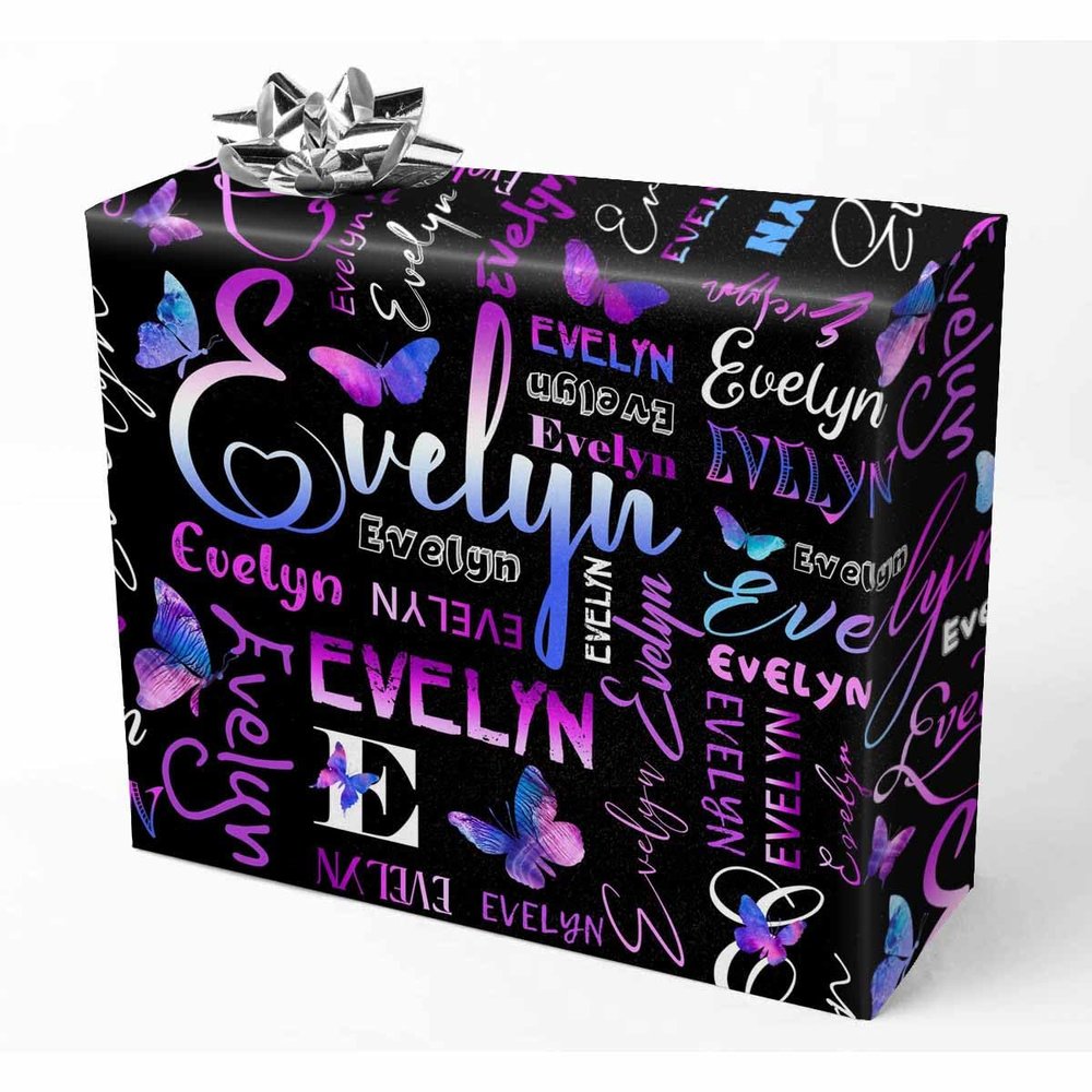AOFUN Custom Name Text Christmas Paper Wrap Christmas Gift Wrapping Personalized Birthday Gifts Wrapping Paper Birthday Custom Gift Wrapping Paper 3 Rolls 58"" x 23"", Style 17