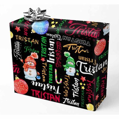 AOFUN Personalized Name Text Funny Christmas Wrapping Paper Personalized Name Heart Custom Name Gift Wrapping Paper 5 Rolls 58" x 23"