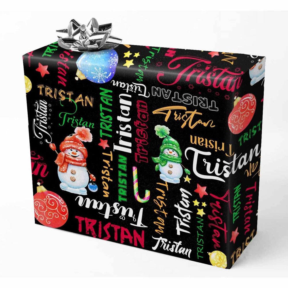 AOFUN Personalized Name Text Funny Christmas Wrapping Paper Personalized Name Heart Custom Name Gift Wrapping Paper 5 Rolls 58" x 23"