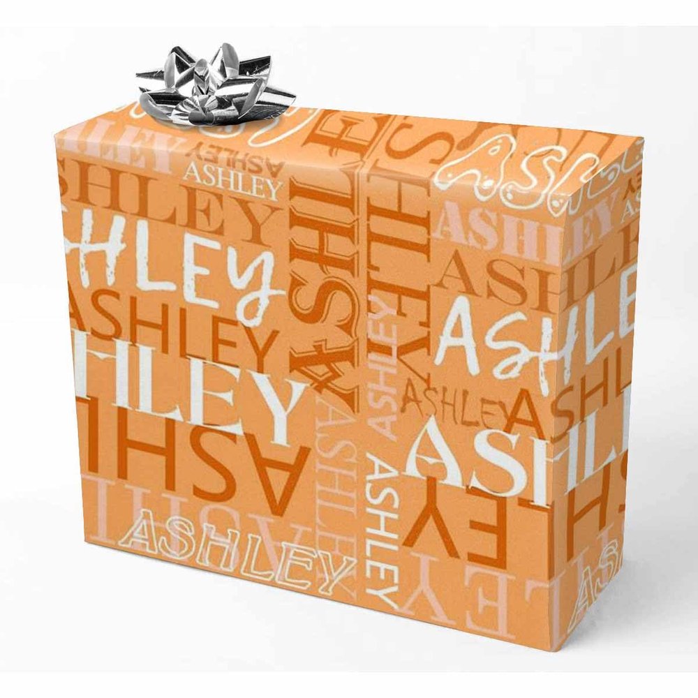 AOFUN Custom Name Gift Wrapping Paper Personalized Christmas Gift Valentines Paper Anniversary Wrapping Paper For Her Custom Name Gift Wrapping Paper 5 Rolls 58" x 23"