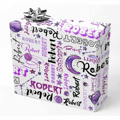 AOFUN Custom Name Gift Wrapping Paper Birthday Wrapping Paper For Men Valentines Paper Mens Wrapping Paper Wrapping Paper Roll with Printed Name 5 Rolls 58" x 23"