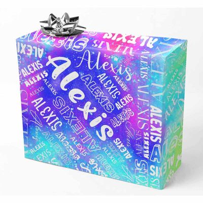 AOFUN Personalized Name Text Gift Wrapping Paper Cute Birthday Wrapping Paper Personalized Gift Wrap Paper 5 Rolls 58"" x 23"", Style 27