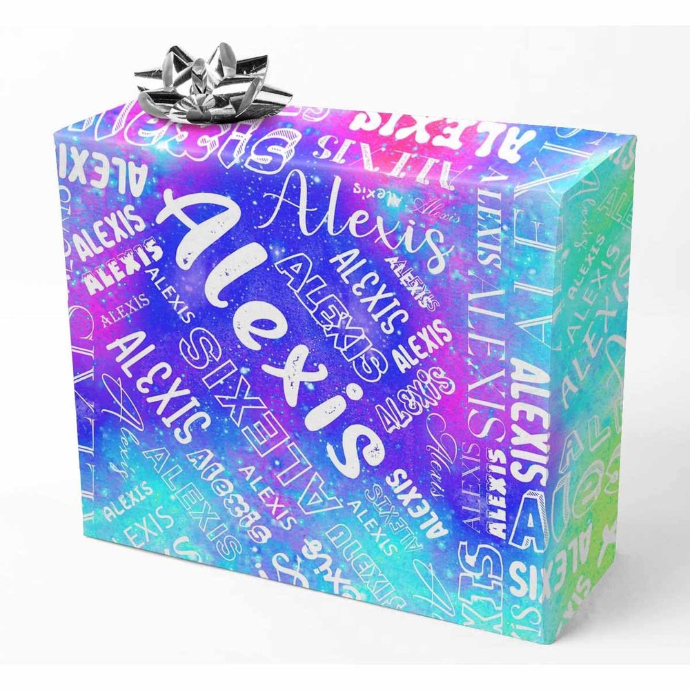 AOFUN Personalized Name Text Gift Wrapping Paper Cute Birthday Wrapping Paper Personalized Gift Wrap Paper 5 Rolls 58"" x 23"", Style 27