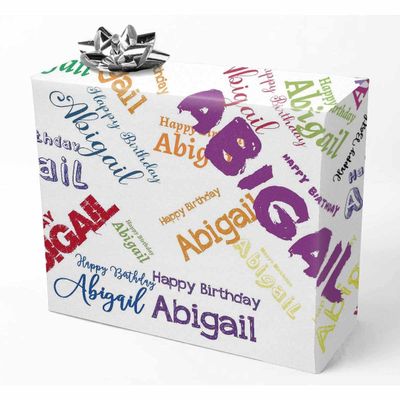 AOFUN Wrapping Paper for Him, Baby Girl, Baby Shower, 1st Birthday - Custom Name Text - 5 Rolls 58" x 23"