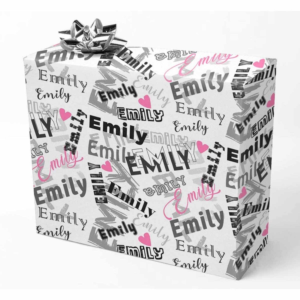 AOFUN Wrapping Paper For Him Custom Wrapping Paper With Name Text Happy Anniversary Wrapping Paper Personalized Name Heart Funny Christmas Wrapping Paper 5 Rolls 58" x 23"