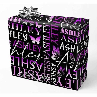 AOFUN Custom Name Gift Baby Christmas Wrapping Paper Wrapping Paper One Roll Custom Wrapping Paper With Name Text Multi Color Personalized Gift 3 Rolls 58" x 23"