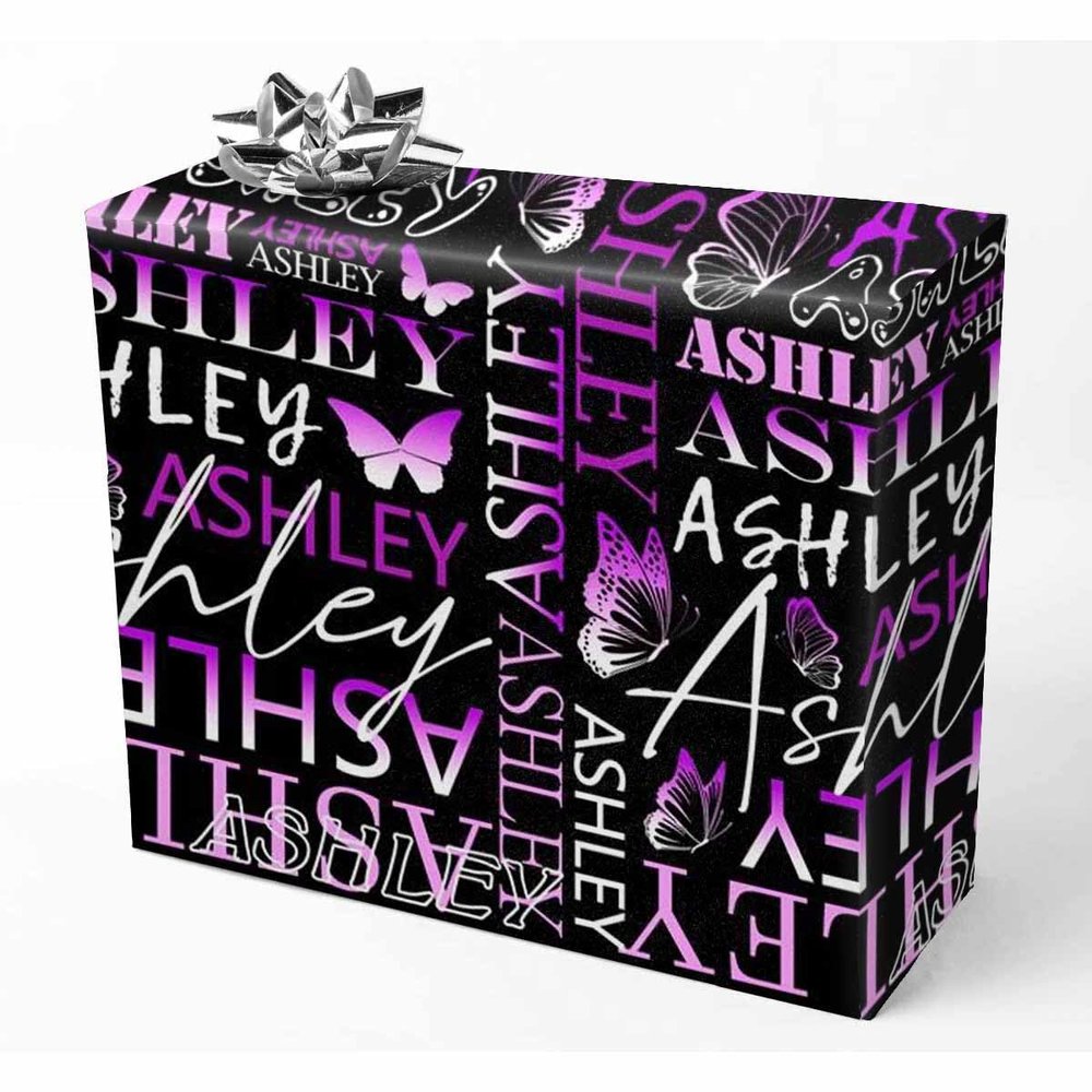 AOFUN Custom Name Gift Baby Christmas Wrapping Paper Wrapping Paper One Roll Custom Wrapping Paper With Name Text Multi Color Personalized Gift 3 Rolls 58" x 23"