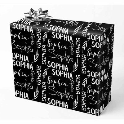 AOFUN Personalized Name Heart Custom Name Text Personalized Logo Gift Happy Birthday Gift Wrap Wrapping Paper For Boys Personalized Gift Wrap Paper 2 Rolls 58"" x 23"", Style 36