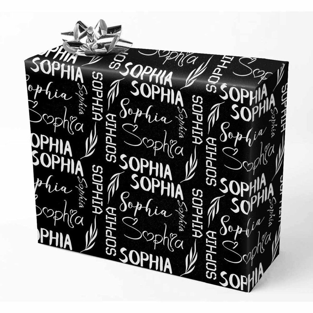 AOFUN Personalized Name Heart Custom Name Text Personalized Logo Gift Happy Birthday Gift Wrap Wrapping Paper For Boys Personalized Gift Wrap Paper 2 Rolls 58"" x 23"", Style 36