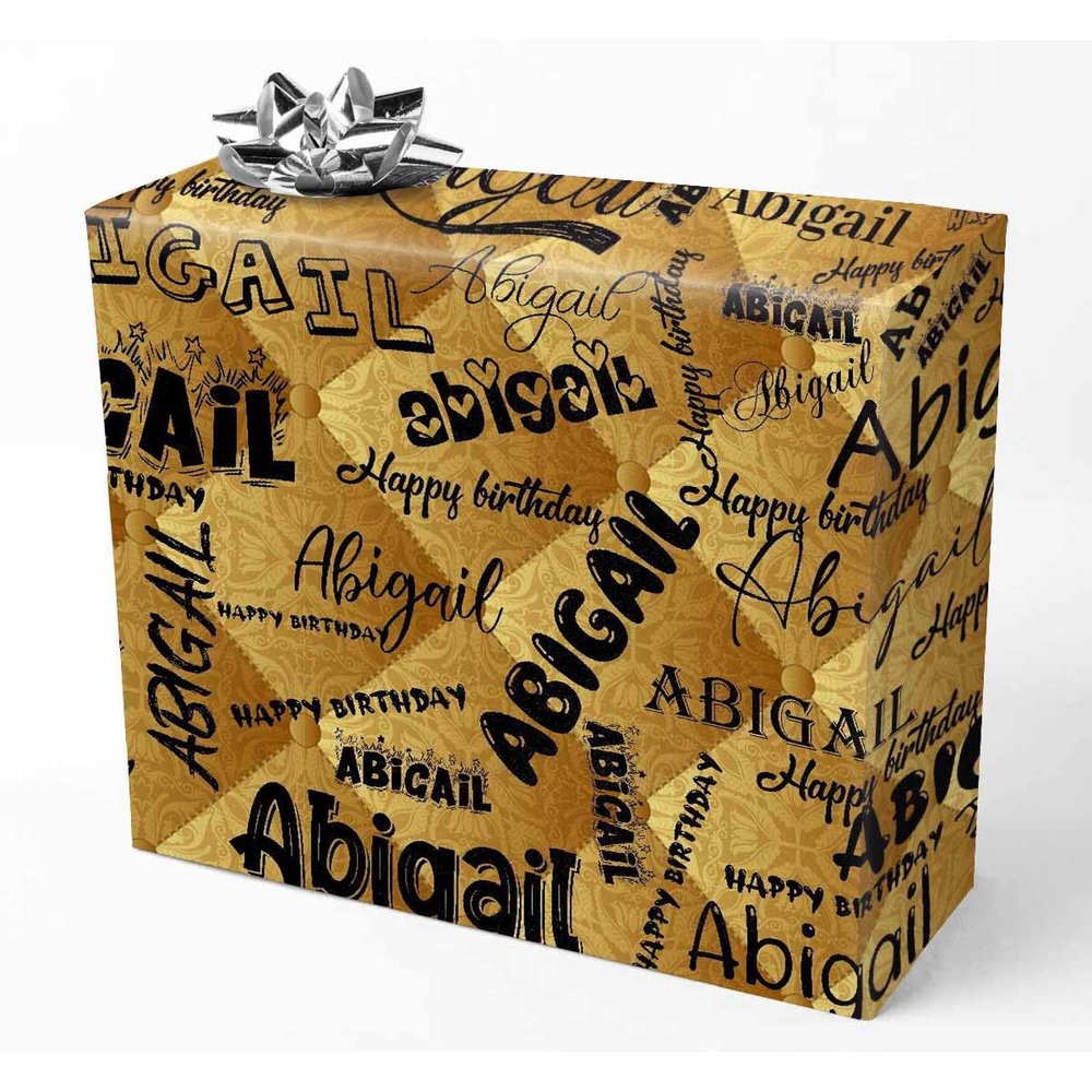 AOFUN Boys Mens Wrapping Paper - Custom Name Text Wrapping Papper Roll with Printed Name - Birthday 5 Rolls 58" x 23"