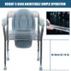 Commode Chair with Armrest Backrest Height Adjustable, Portable Toilet Chair with 29x15cm Bucket, Shower Bath Aid Stool for Elderly Disabled 150kg Weight Capacity view 2