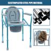 Commode Chair with Armrest Backrest Height Adjustable, Portable Toilet Chair with 29x15cm Bucket, Shower Bath Aid Stool for Elderly Disabled 150kg Weight Capacity view 3