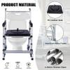 4 in 1 Bedside Commode Chair, Toilet Rolling Chair with 4 Brakes Casters, Transport Shower Wheelchair for Elderly Injured and Disabled, Aluminum Alloy Frame view 3