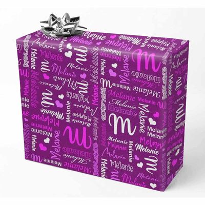 AOFUN Custom Name Text Gift Wrap Funny Personalized Wrapping Paper Custom Name Text Wrapping Papper Custom Name Gift Wrapping Paper 3 Rolls 58"" x 23"", Style 27