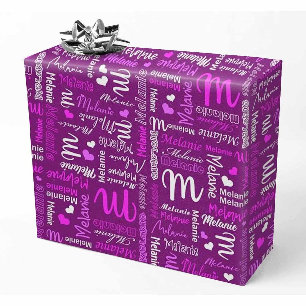 AOFUN Custom Name Text Gift Wrap Funny Personalized Wrapping Paper Custom Name Text Wrapping Papper Custom Name Gift Wrapping Paper 3 Rolls 58"" x 23"", Style 27
