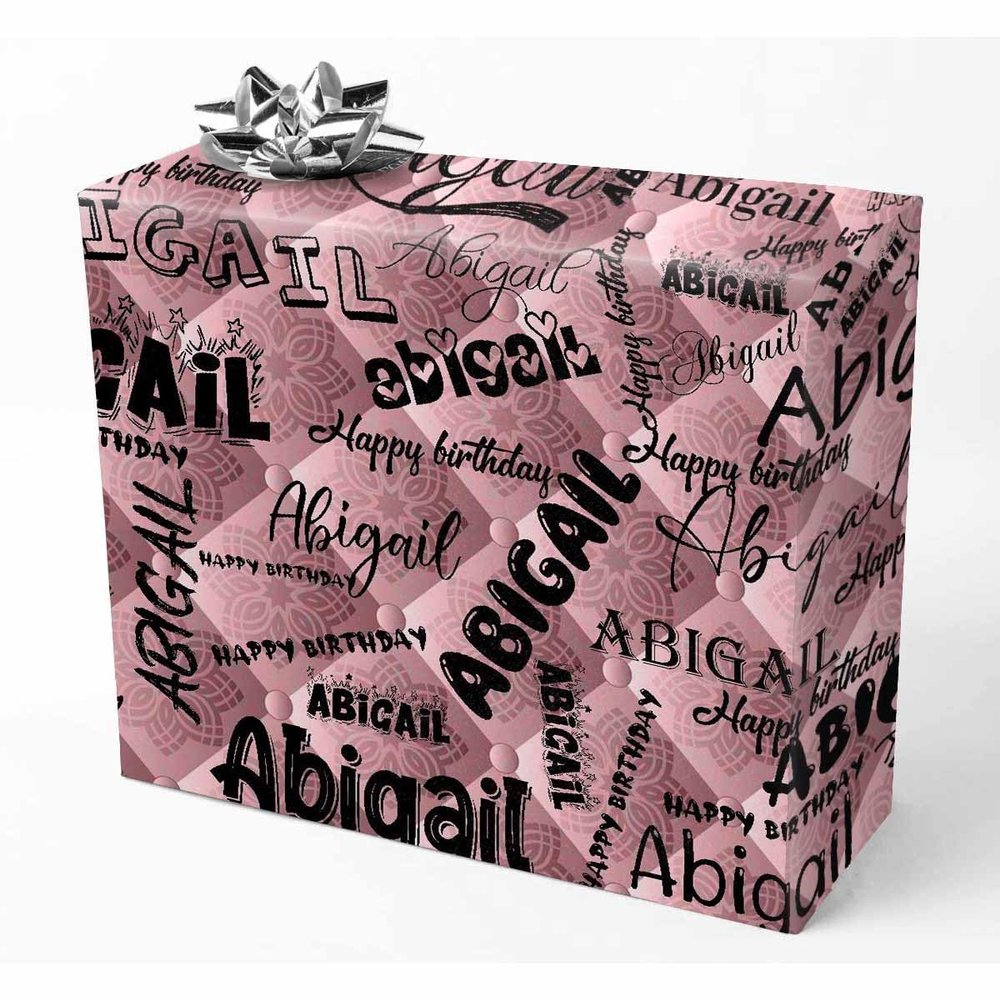 AOFUN Personalized Name Heart Gift Wrapping Paper for Boys - Custom Birthday Gifts - 5 Rolls 58" x 23"