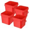 Jingmore 4 Pcs Plastic Bucket 5 Quart Square Bucket Utility Small Pail with Handle Sturdy Pail Organizer for House Cleaning Storage Livestock Feeding Car Washing Food Storage, No Lids(Red) view 1
