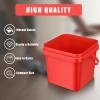 Jingmore 4 Pcs Plastic Bucket 5 Quart Square Bucket Utility Small Pail with Handle Sturdy Pail Organizer for House Cleaning Storage Livestock Feeding Car Washing Food Storage, No Lids(Red) view 3