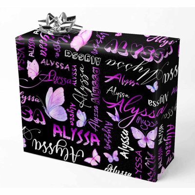 AOFUN Custom Name Gift Wrapping Paper Paper Gifts For Husband Valentine Gift Wrapping Paper With Name/Date Mens Wrapping Paper Christmas 3 Rolls 58" x 23"