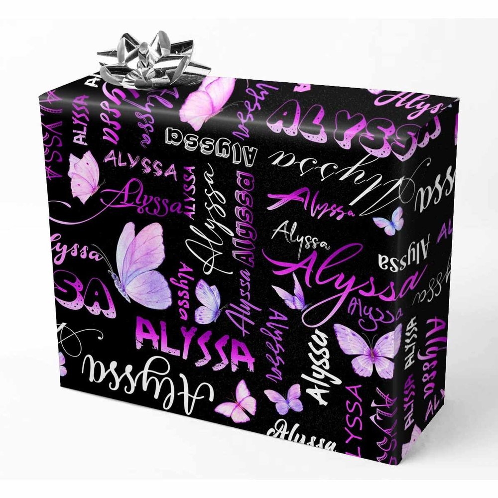AOFUN Custom Name Gift Wrapping Paper Paper Gifts For Husband Valentine Gift Wrapping Paper With Name/Date Mens Wrapping Paper Christmas 3 Rolls 58" x 23"