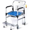 Rolling Shower Chair with Arms Shower Commode Chair with 4 Locking Wheels Toilet Transport Wheelchair, Aluminum Alloy Frame, Supports 150kg view 1