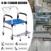 Rolling Shower Chair with Arms Shower Commode Chair with 4 Locking Wheels Toilet Transport Wheelchair, Aluminum Alloy Frame, Supports 150kg view 3