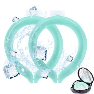 2PCS Neck Cooling Tube with Cold Insulated Bag,Reusable Ice Neck Cool Wearable Body Cooling Products for Summer Heat (Green*2)