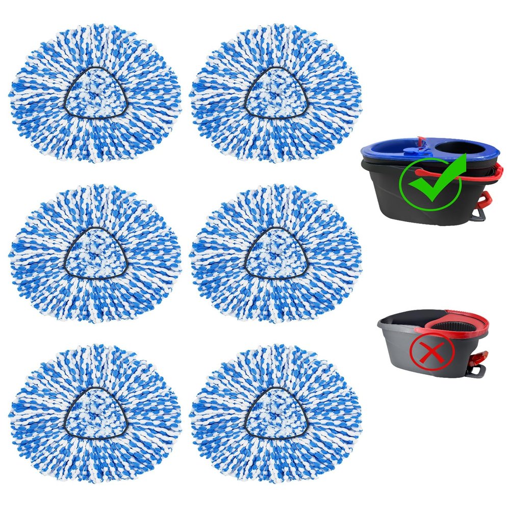 6 Pack Spin Mop Replace Head for O-cedar RinseClean 2 Tank Spin Mop,Mop Head Refill Replacement For O-cedar RinseClean 2 Tank System - Easy to Replace,100% Microfiber, All Floor Surface Clean