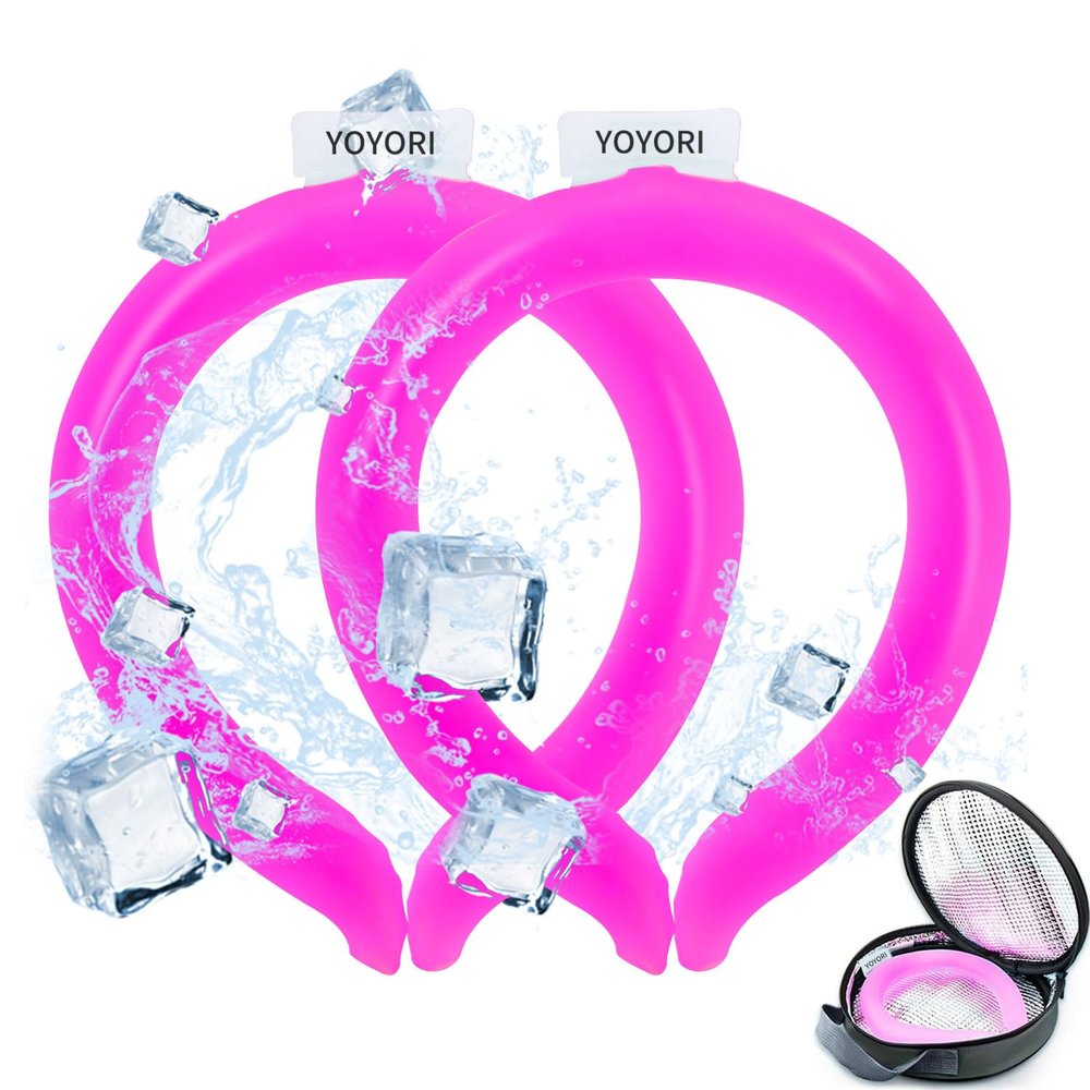 2PCS Neck Cooling Tube with Cold Insulated Bag,Reusable Ice Neck Cool Wearable Body Cooling Products for Summer Heat (Pink*2)