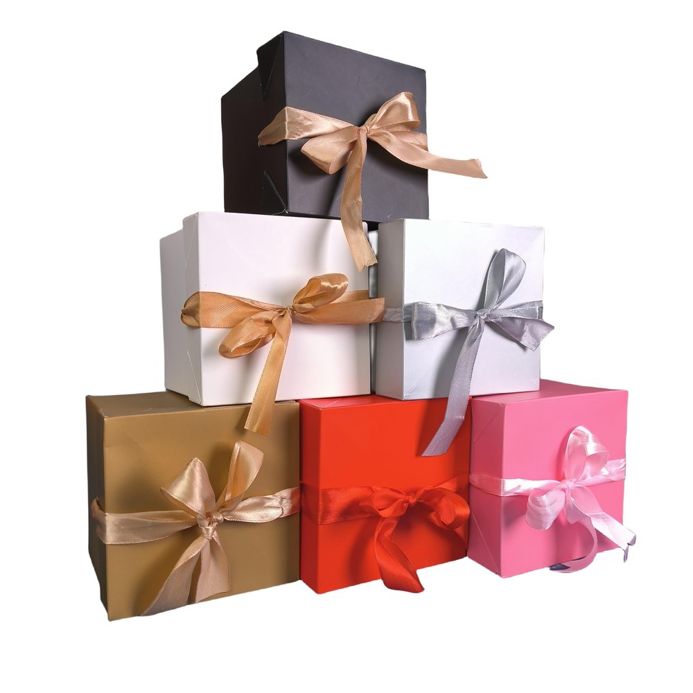 GP SUP 6 Pcs Gift Box,Mixed Color Gift Boxes with Lids, 6 Color Boxes for Birthday,Christmas,AnniversaryWedding Party (4x4x4 Inch)