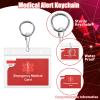 4 Pack Medical Alert Keychain Emergency Medical Information Id Card Emergency Contact Card Wallet with Resealable Badge Holder for Caretakers (Red Keychain) view 3