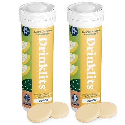 Drinklits Lemon Immune Support Tablets (2) Tube Bundle | Daily Immunity - 0g Sugar - Vitamins - Electrolytes - Herbal Blend | 20 Servings  10 Tablets per Tube