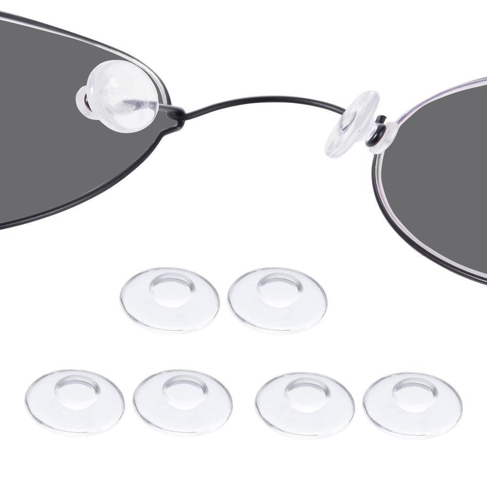 DROGO 3 Pairs Silicone Eyeglass Nose Pads, 9mm Circular Rectangle Replacement Nose Pieces, Anti-Slip Plug-in Nose Pads