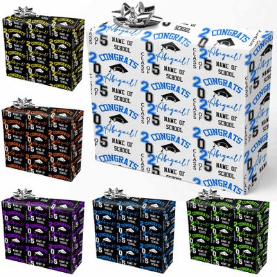 AOFUN Personalized Graduation 2025 Wrapping Paper, Custom Class of 2025 Gift Wrapping Paper for Men Women Graduation 58x23 1 Roll