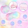 Cuffbow 12 Pcs Plush Sleeping Eye Masks Bulk Comfortable Sleep Eye Cover Mask for Kids Women Men Soft Furry Blindfold Faux Fur Shade for Travel Nap Sleepover Party Supplies(Rainbow) view 4