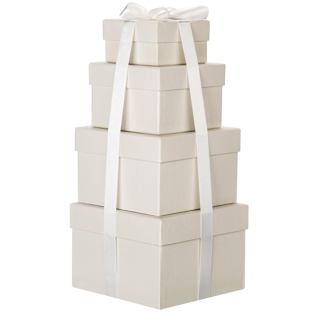 Briful Square Gift Boxes with Lids 4PCS Gift Box for Presents Nesting Assorted Sizes Present Boxes for Christmas Birthday Valentines Party Gift Wrap
