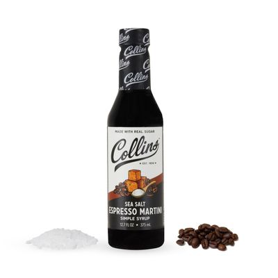 Collins Sea Salt Espresso Martini Syrup - Martini Mix Espresso Syrups for Cocktails Sea Salt Espresso Martini Gift - Cocktail Syrup 12.7oz Set of 1