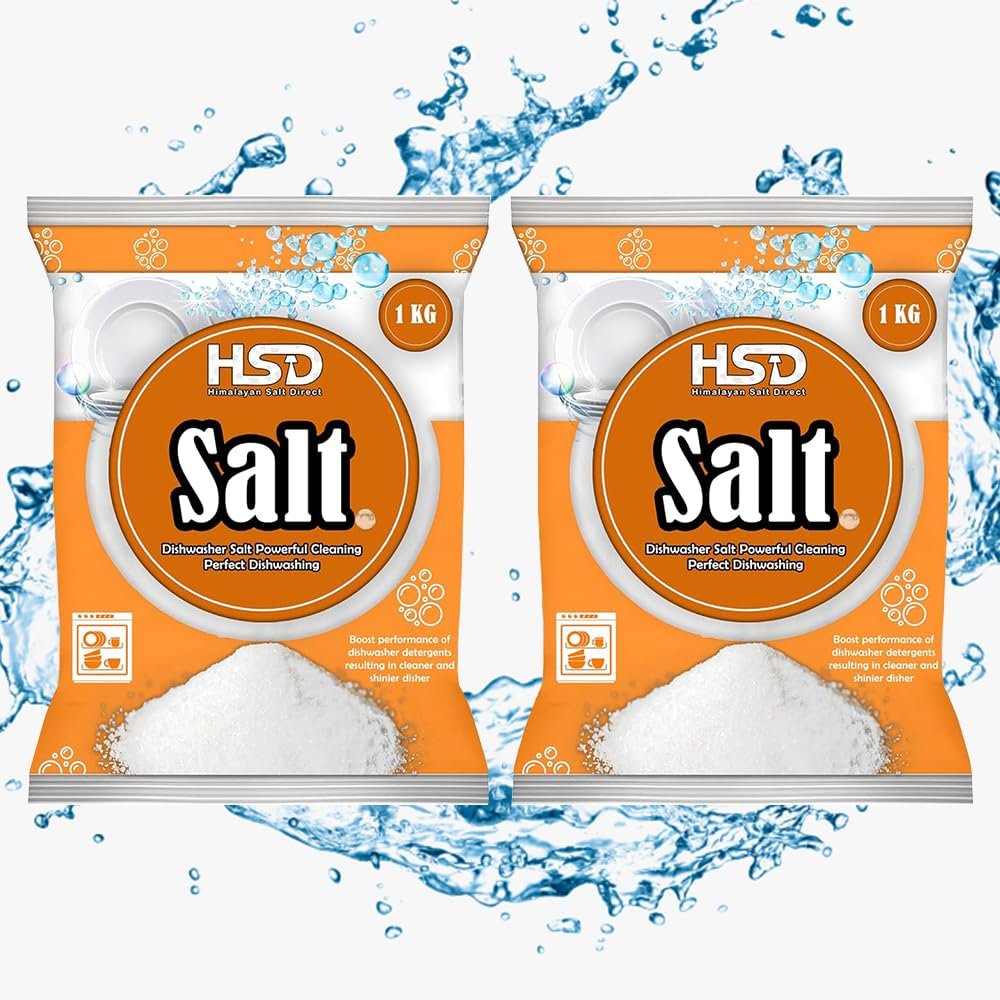 HSD Dishwasher Salt, Powerful Cleaning Dishwasher Salt, 1kg 2pack, White