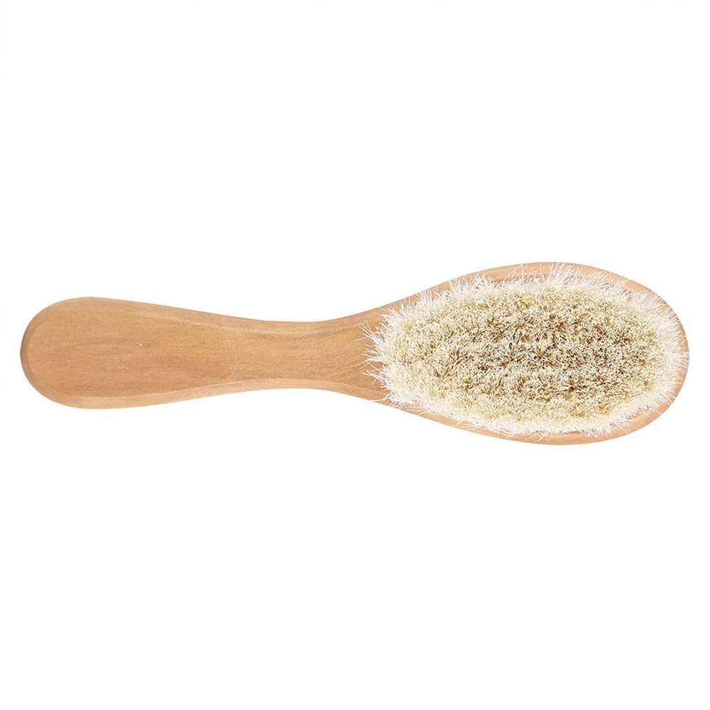 Baby Brush Baby Hair Brush Soft Goat Hair Baby Infant Head Massage Grooming Comb with Wooden Handle